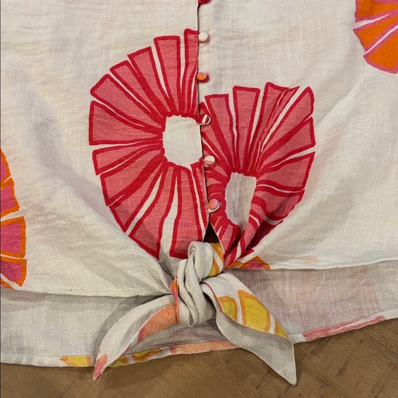 Crosby by Mollie Burch Floral Tie-Front Top Blouse Large - Picture 3 of 7